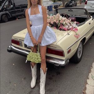 White Mini Dress with Strap Back